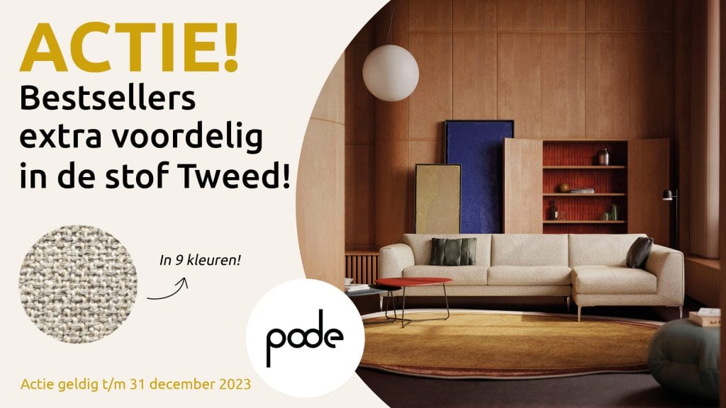 Actie Pode banken Edit, Insert en Fold nu in de kwaliteitsstof Tweed extra voordelig bij Wagenmans wonen en slapen.