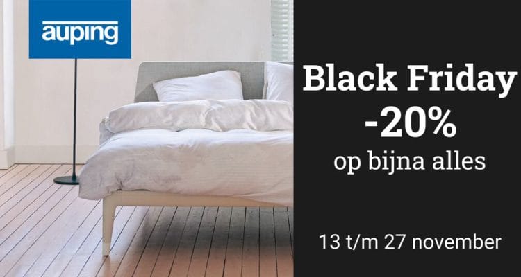 Black friday van Auping. Ontvang 20 procent korting op bijna alles van Auping bij Wagenmans wonen en slapen.